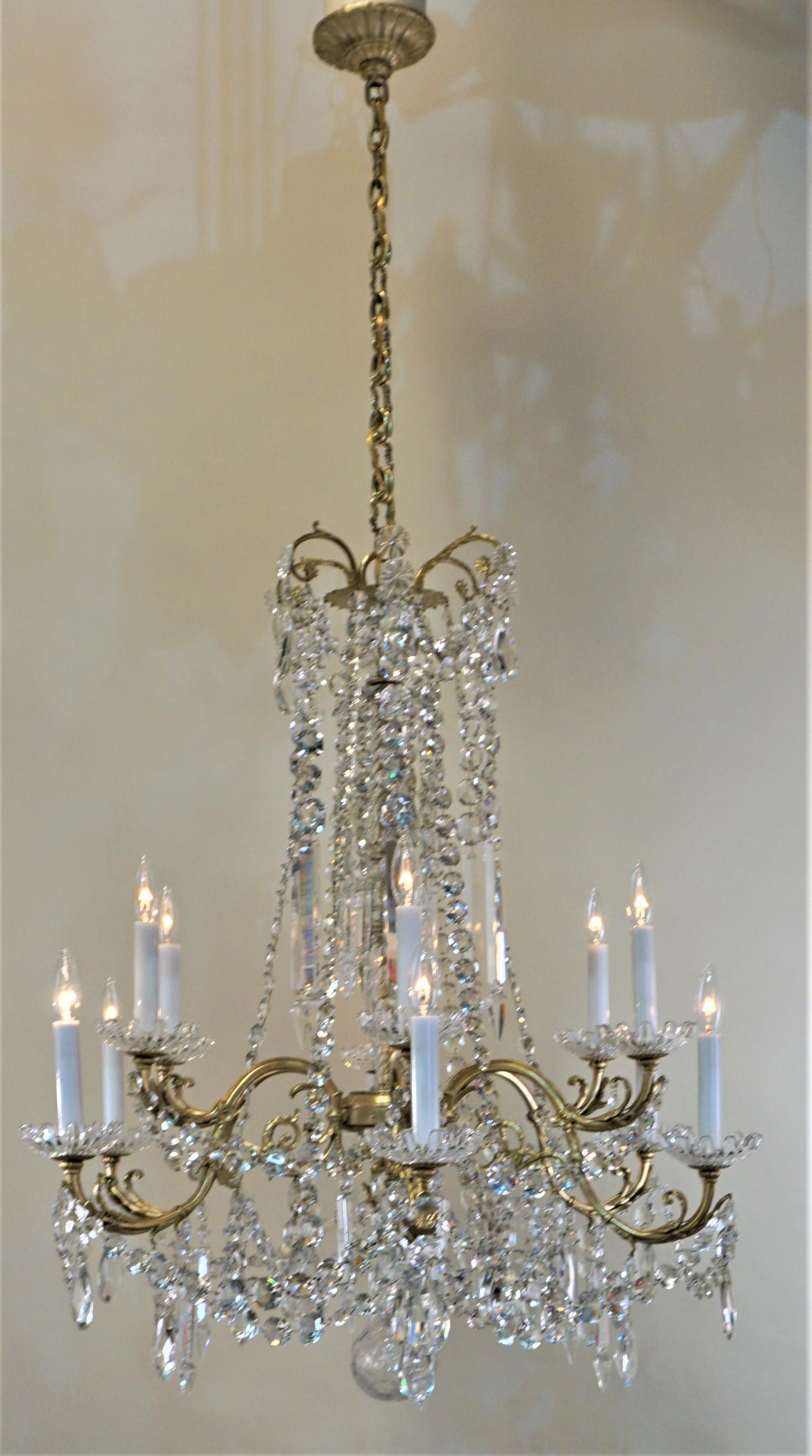 Baccarat 19th Century Crystal and Bronze Chandelier 1