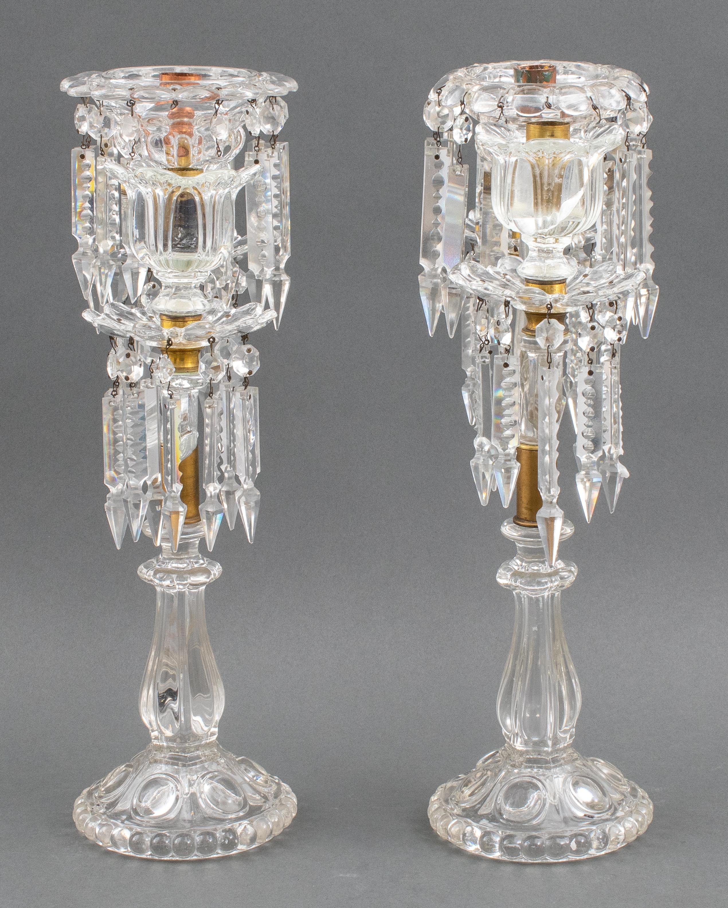 Glass Baccarat 3-Armed Candelabras, Pair