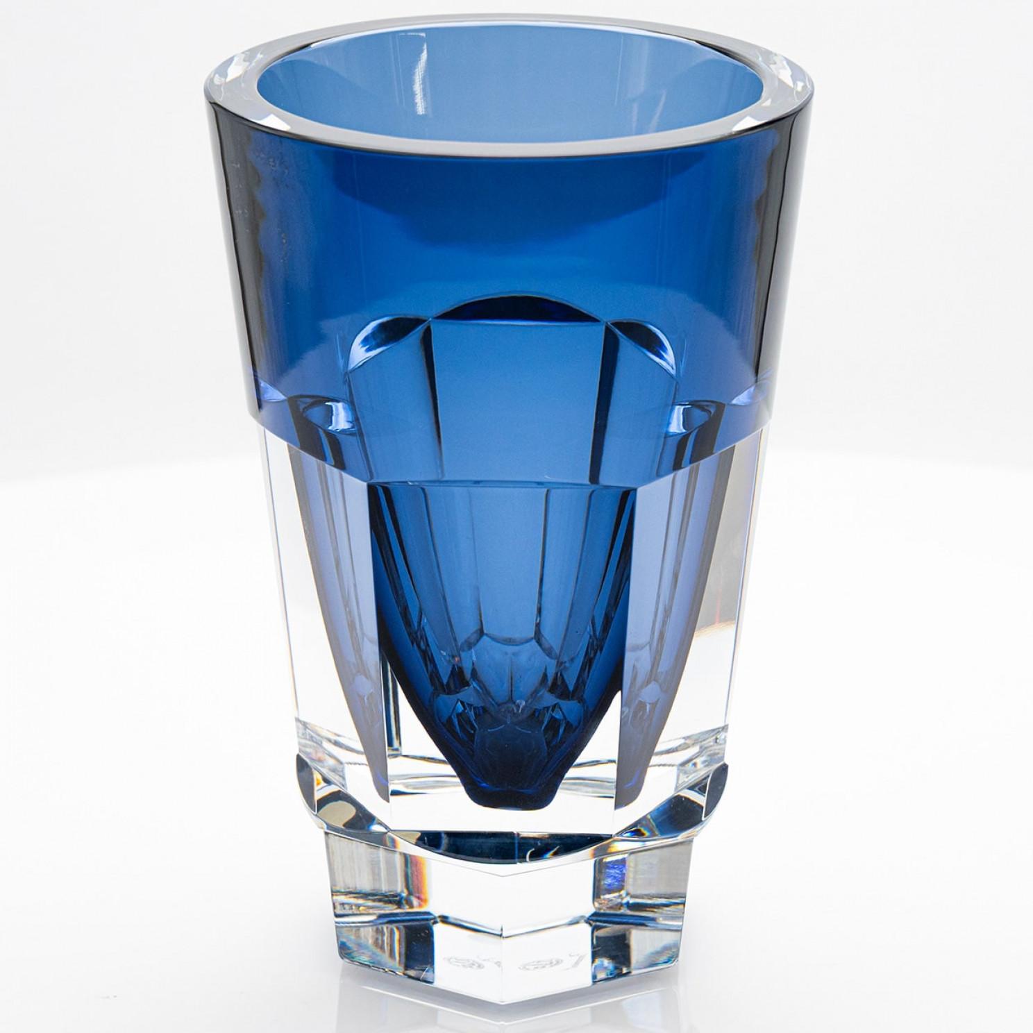 Francese Vaso Baccarat Abyss in vetro trasparente blu, Francia in vendita