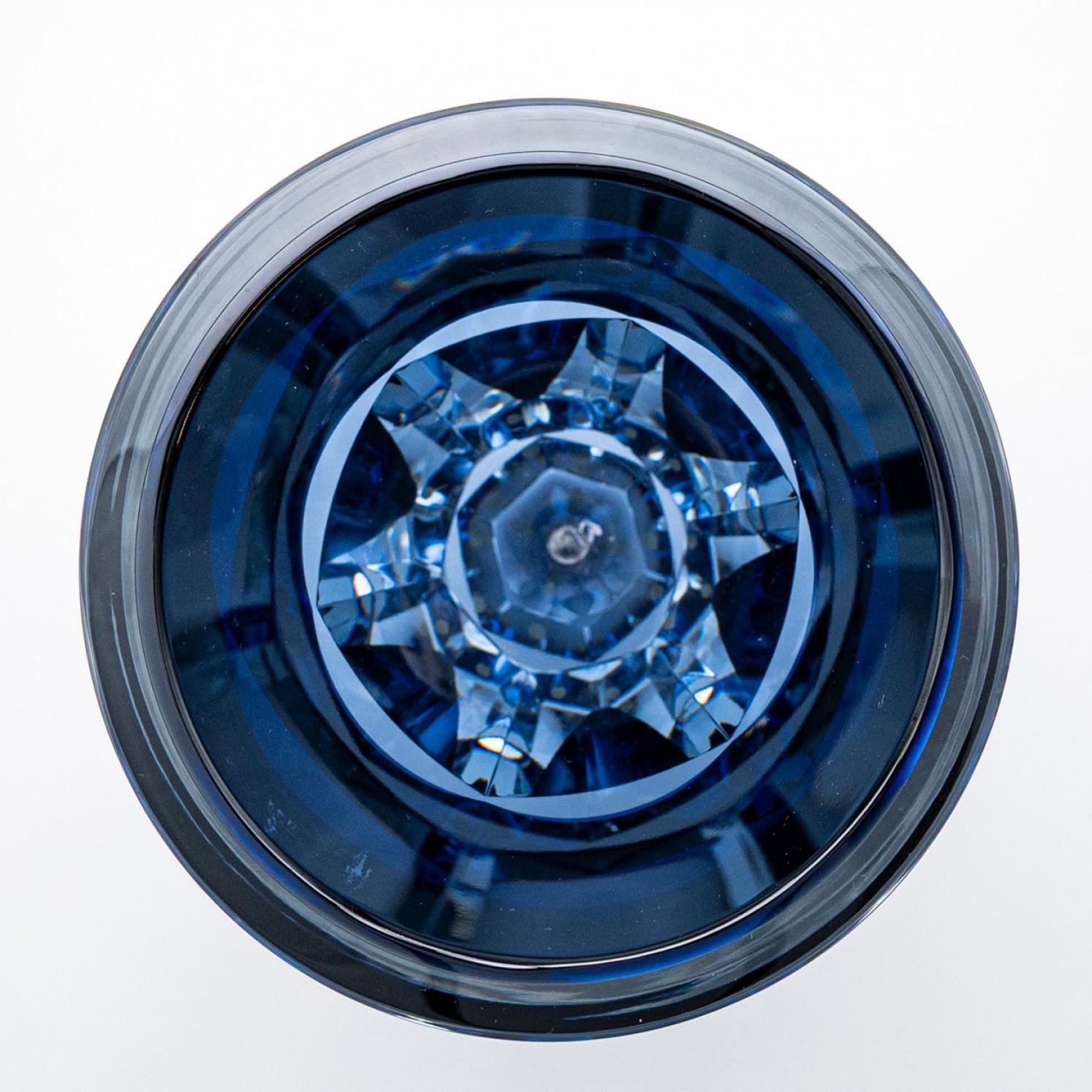 Fatto a mano Vaso Baccarat Abyss in vetro trasparente blu, Francia in vendita