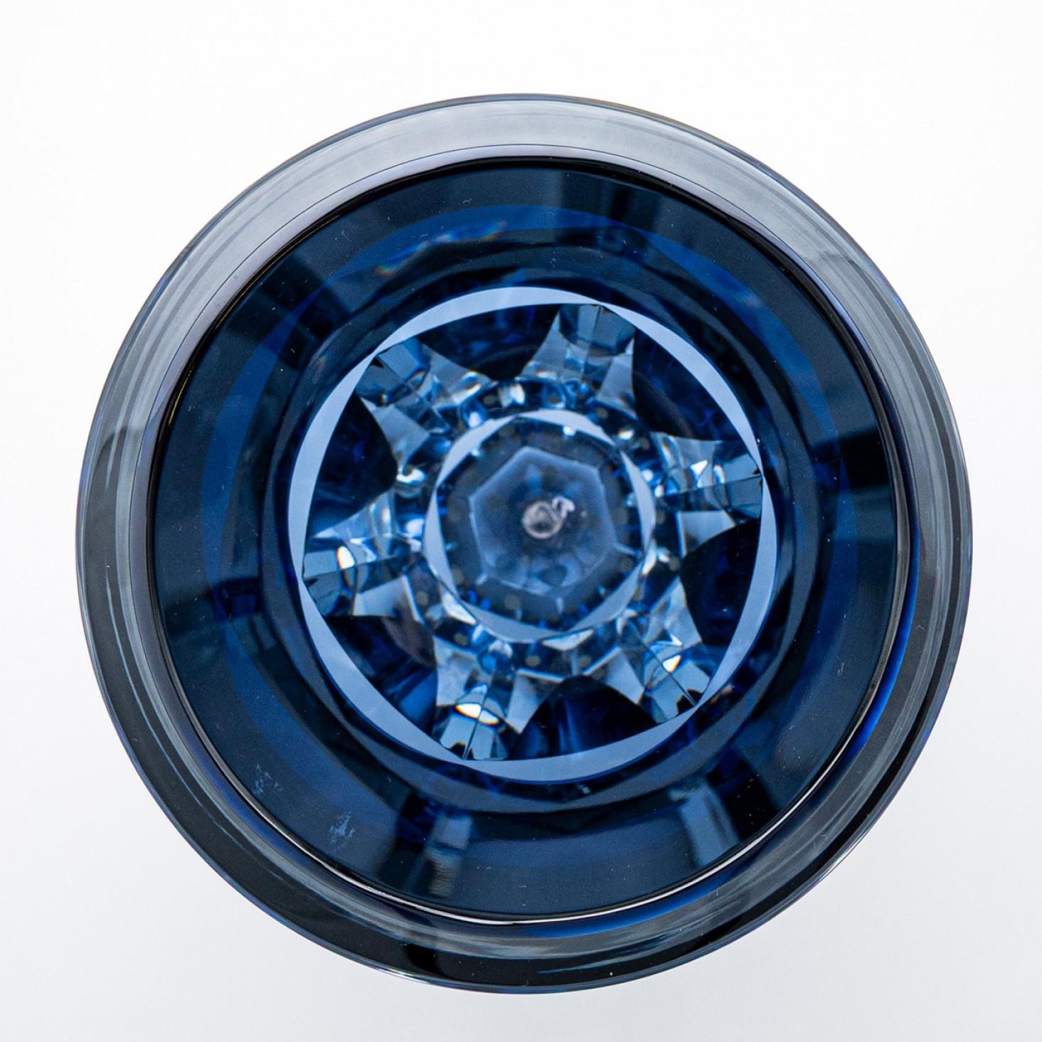 Baccarat Jarrón Abismo Azul Cristal Claro, Francia Hecho a mano en venta