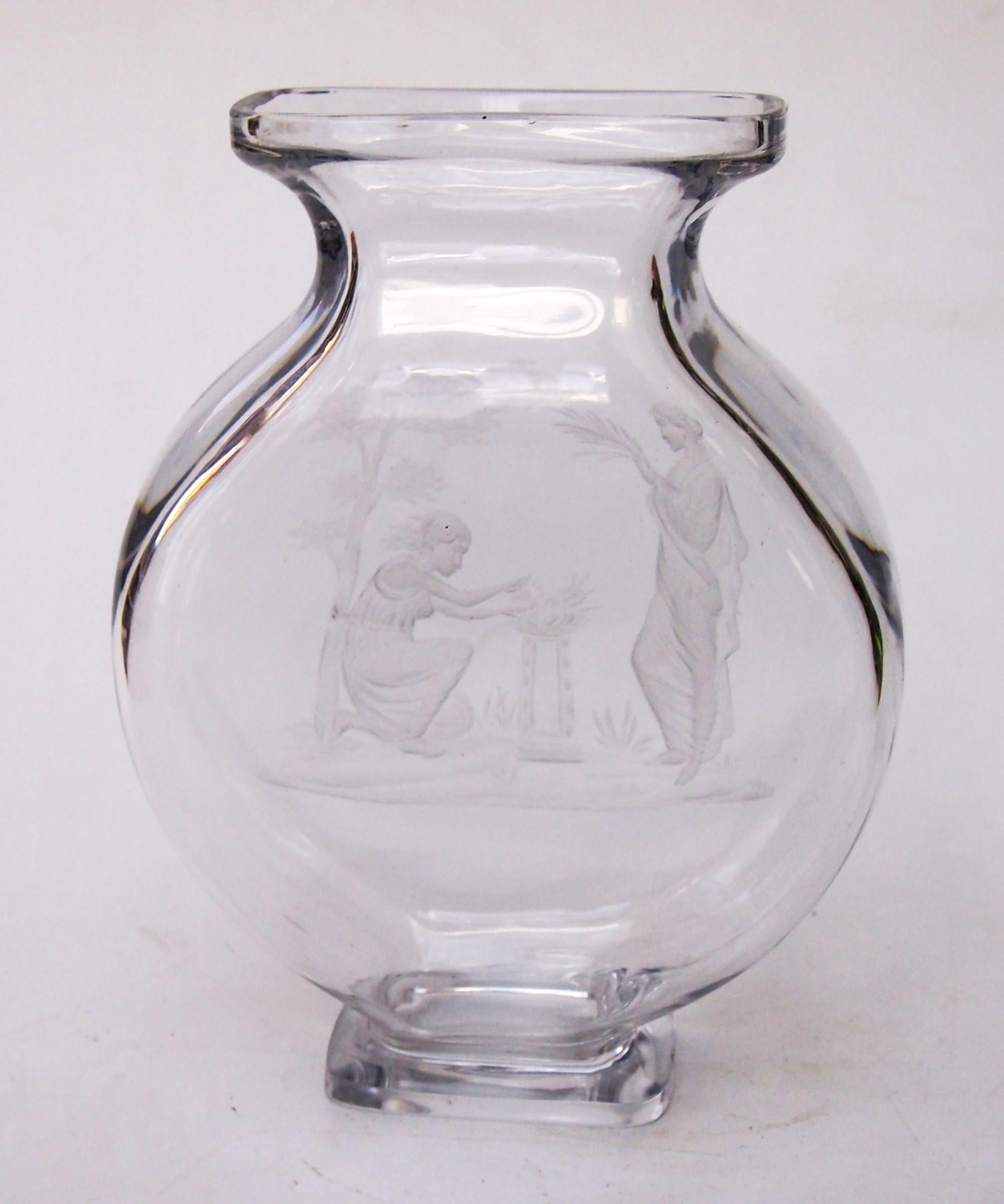 French Baccarat Aesthetic movement intaglio cut glass vase c 1880 For Sale