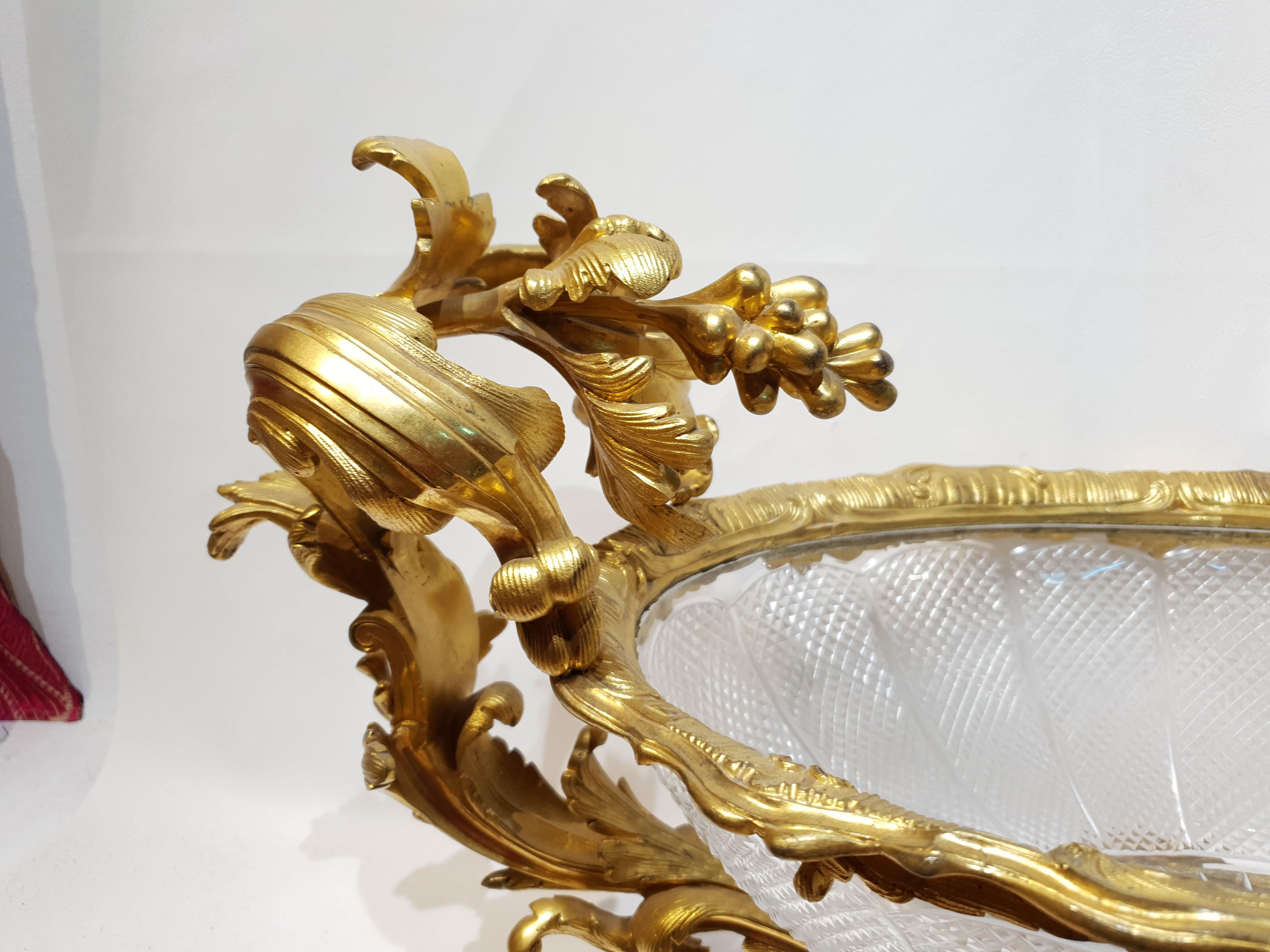 French Baccarat and Ormolu Centre Piece For Sale