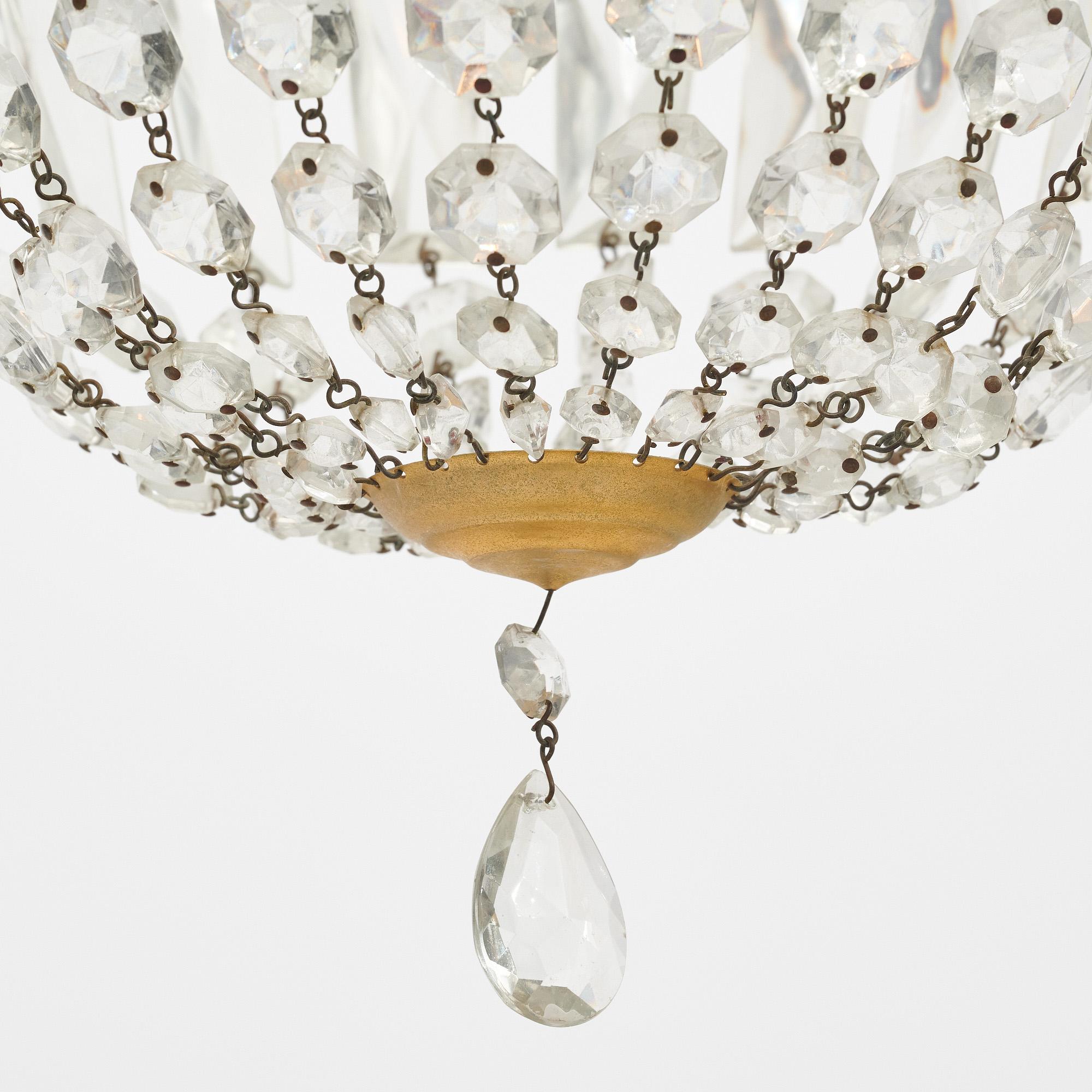 Brass Baccarat Antique French Pendant For Sale
