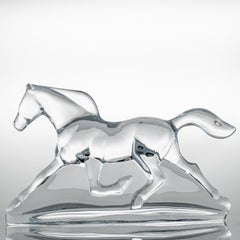 Baccarat Apollon Troika Horse, Clear Crystal Glass Sculpture, France