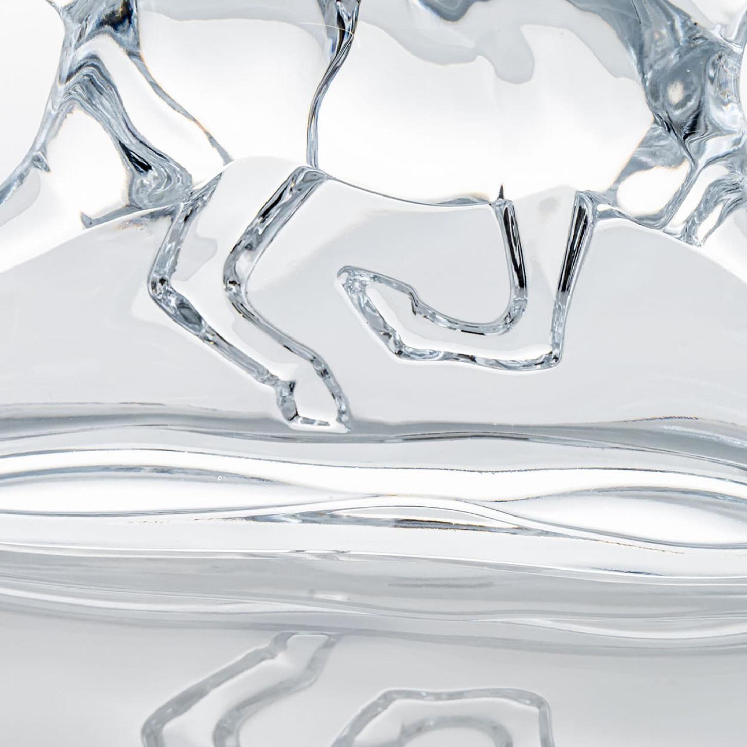 Francese Baccarat Apollon Troika Horse, scultura in vetro trasparente, Francia in vendita