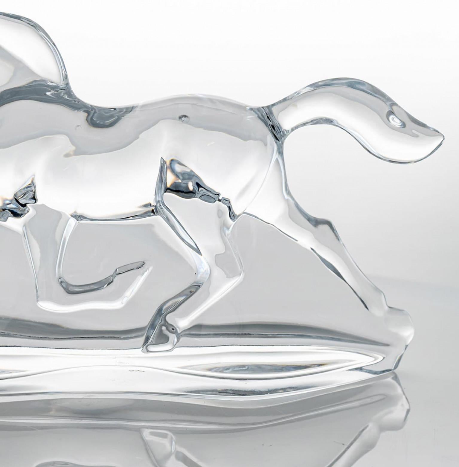 Baccarat Apollon Troika Horse, Clear Crystal Glass Sculpture, France In condizioni buone in vendita a Rijssen, NL