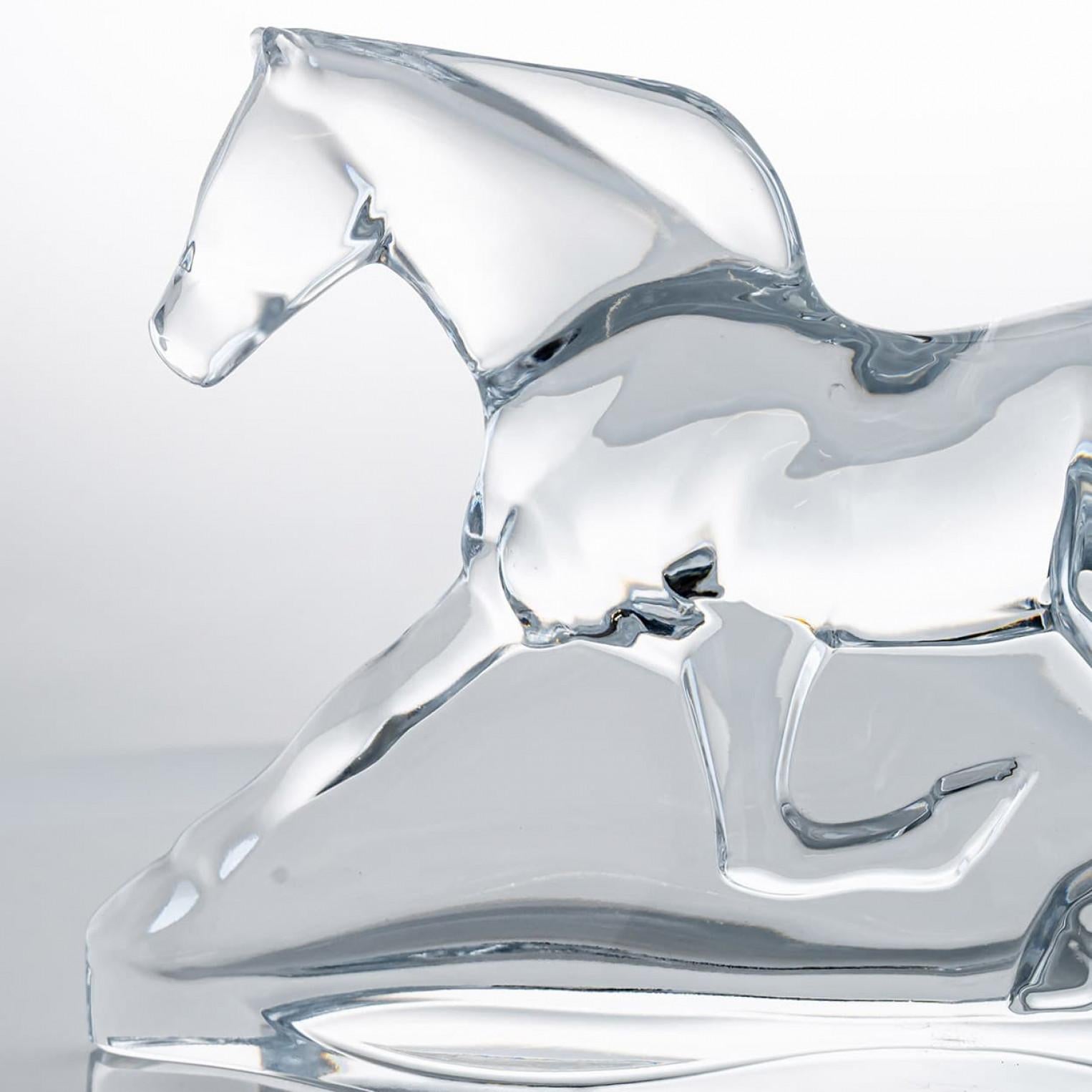 Fine XX secolo Baccarat Apollon Troika Horse, Clear Crystal Glass Sculpture, France in vendita