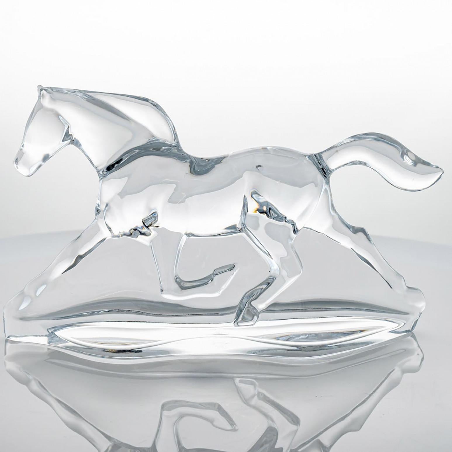 Cristallo Baccarat Apollon Troika Horse, Clear Crystal Glass Sculpture, France in vendita