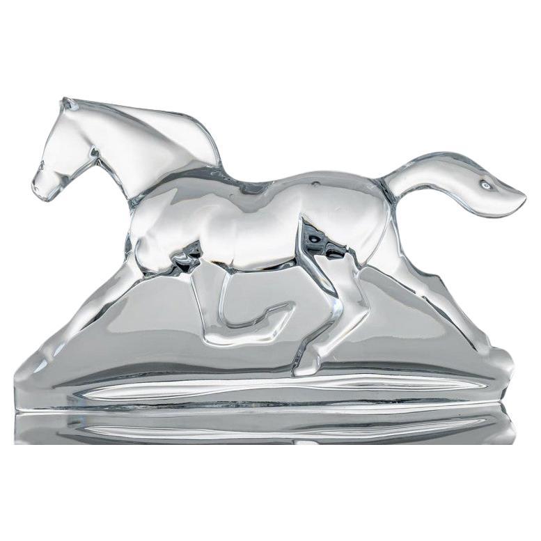 Baccarat Apollon Troika Horse, Clear Crystal Glass Sculpture, France For Sale