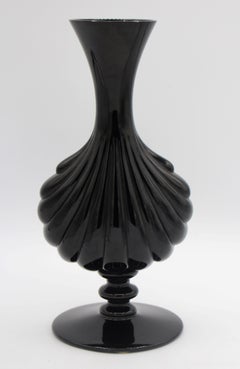 Baccarat Art Deco Black Glass Vase