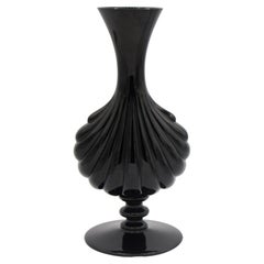 Baccarat Art Deco Black Glass Vase