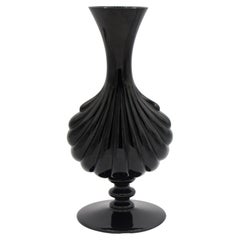 Baccarat Art Deco Black Glass Vase