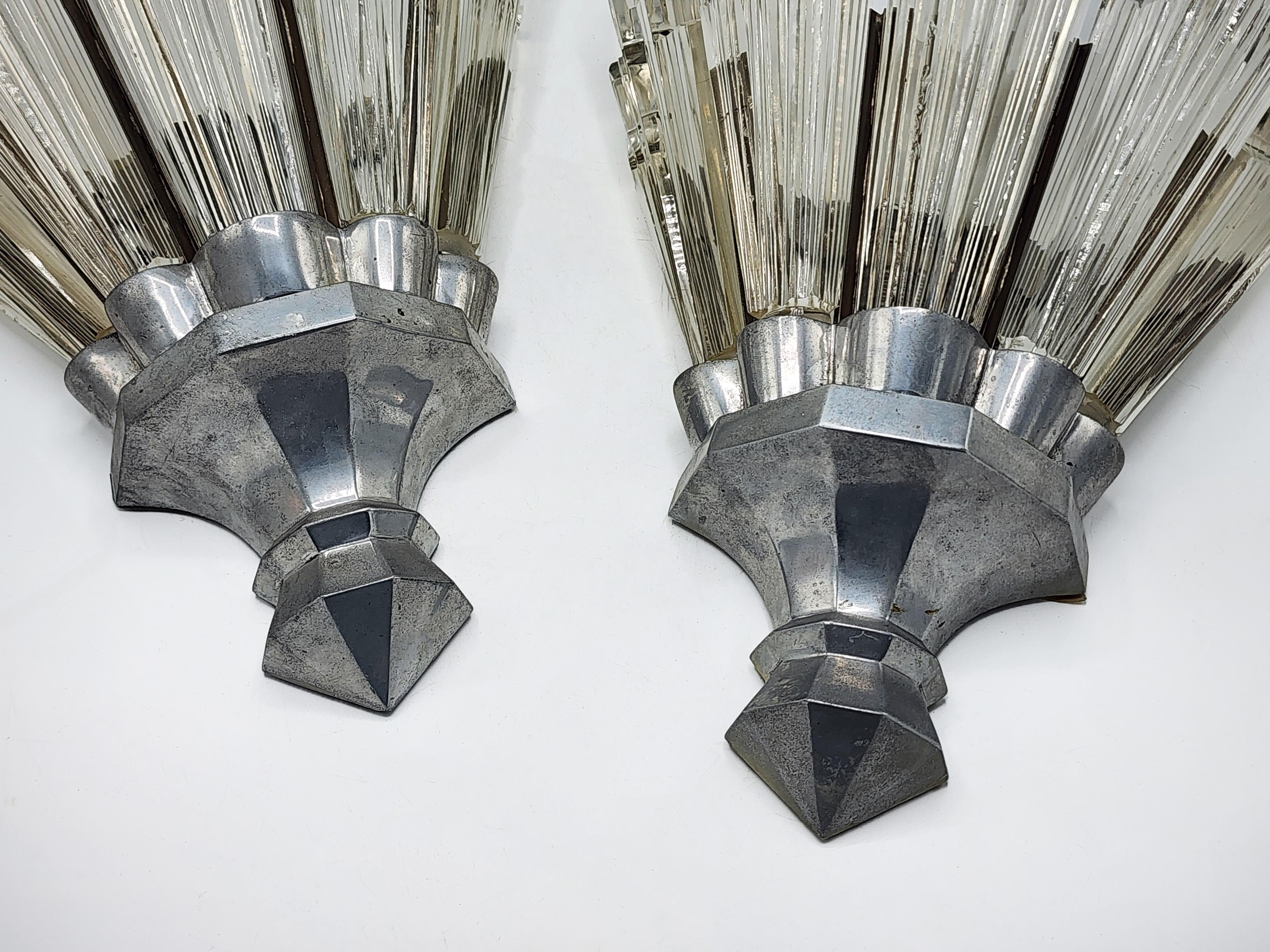 Hand-Crafted Baccarat Art Deco Crystal Sconces For Sale