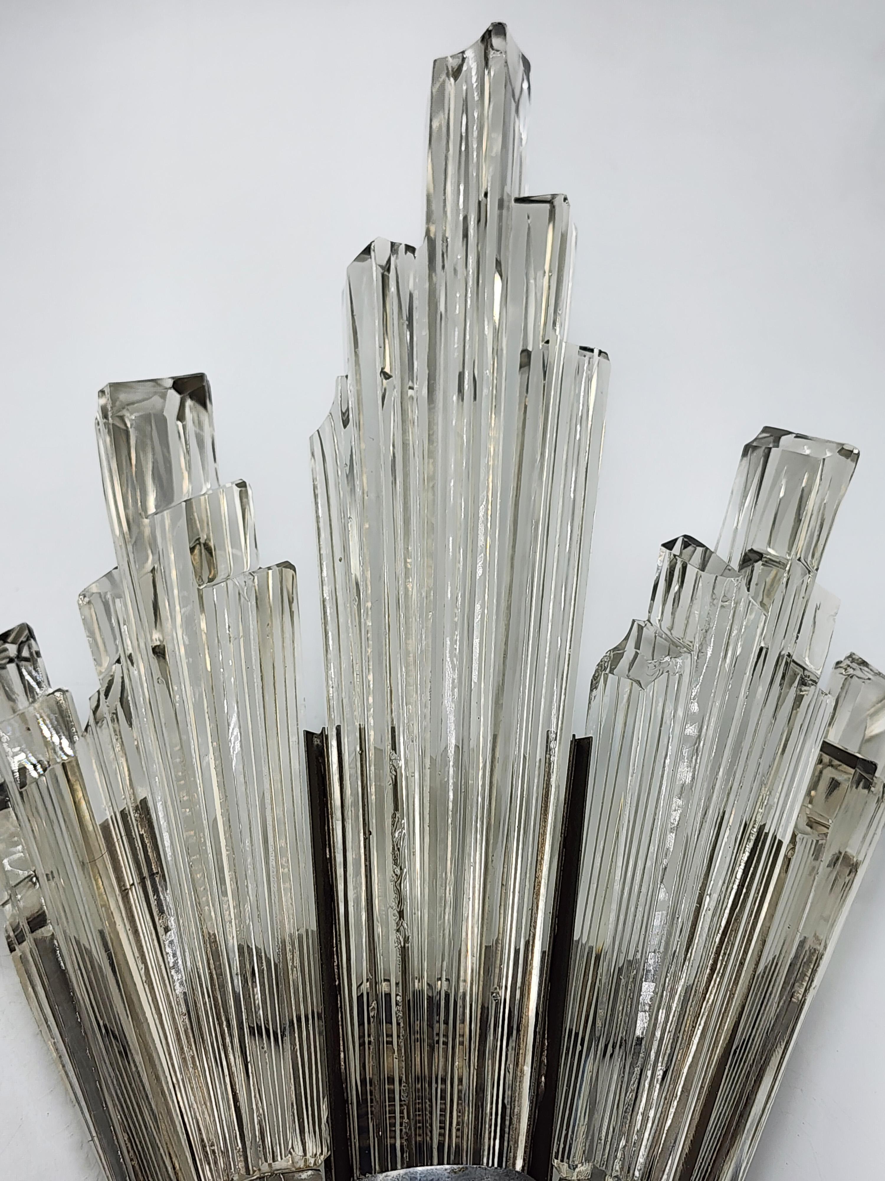 Baccarat Art Deco Crystal Sconces In Good Condition For Sale In Autonomous City Buenos Aires, CABA