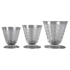 Baccarat - Art Deco Glasses Quiberon Engraved Crystal - 36 Pieces