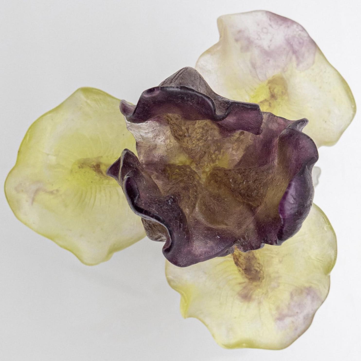 Mid-Century Modern Baccarat Art Glass Flower Bottle Iris, France (Copy) For Sale