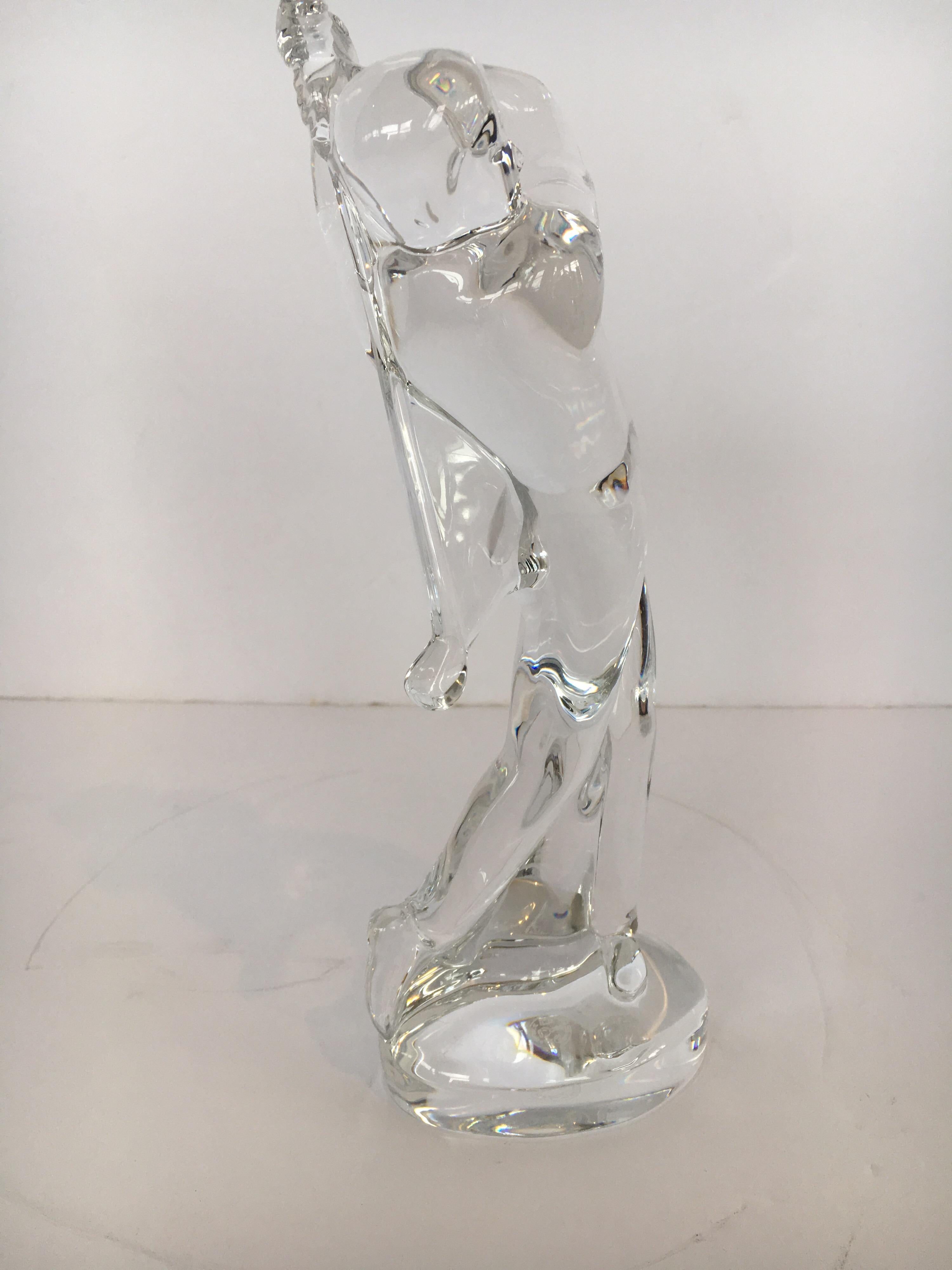 French Baccarat Art Glass Male Golfer Crystal Figurine the Perfect Gift