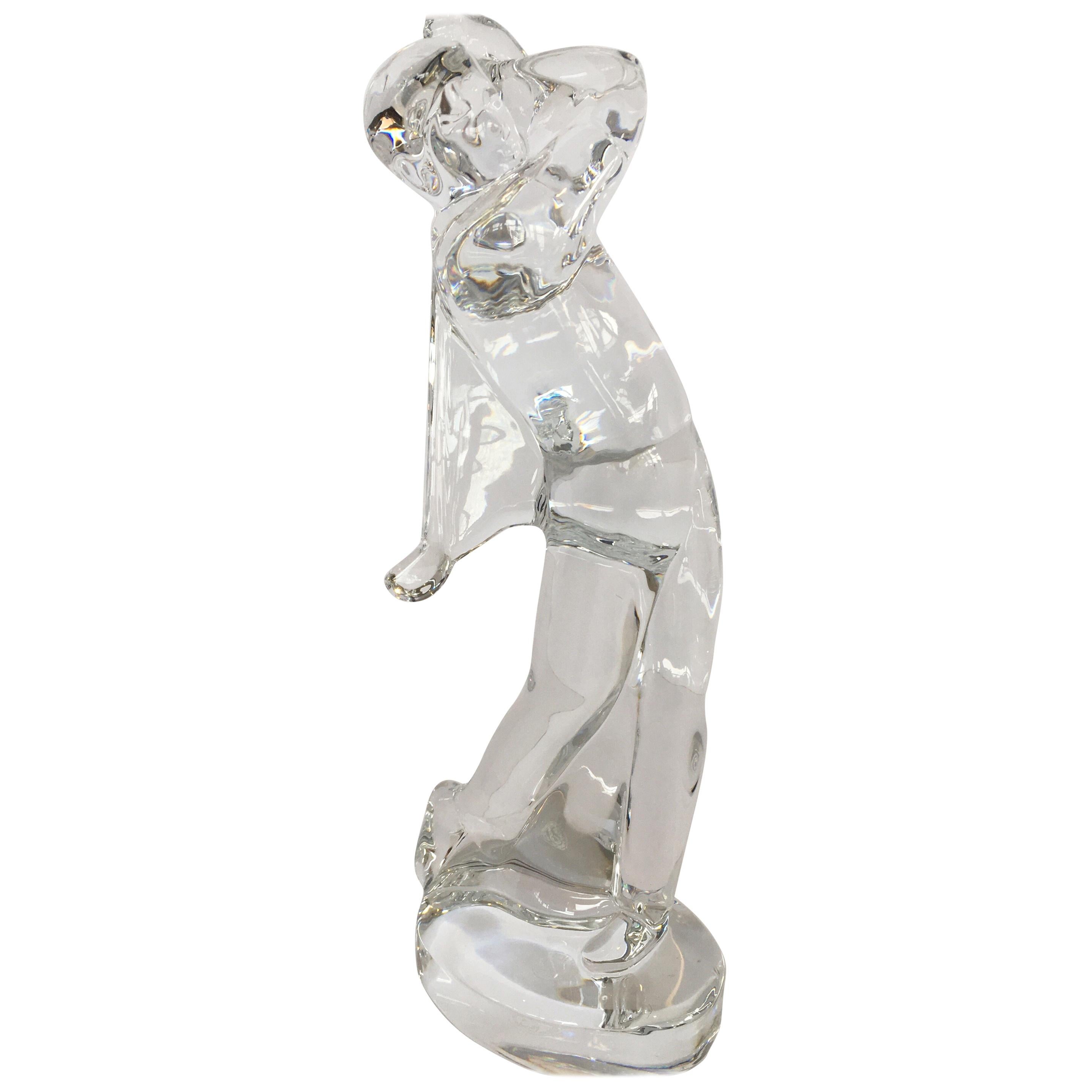 Baccarat Art Glass Male Golfer Crystal Figurine the Perfect Gift