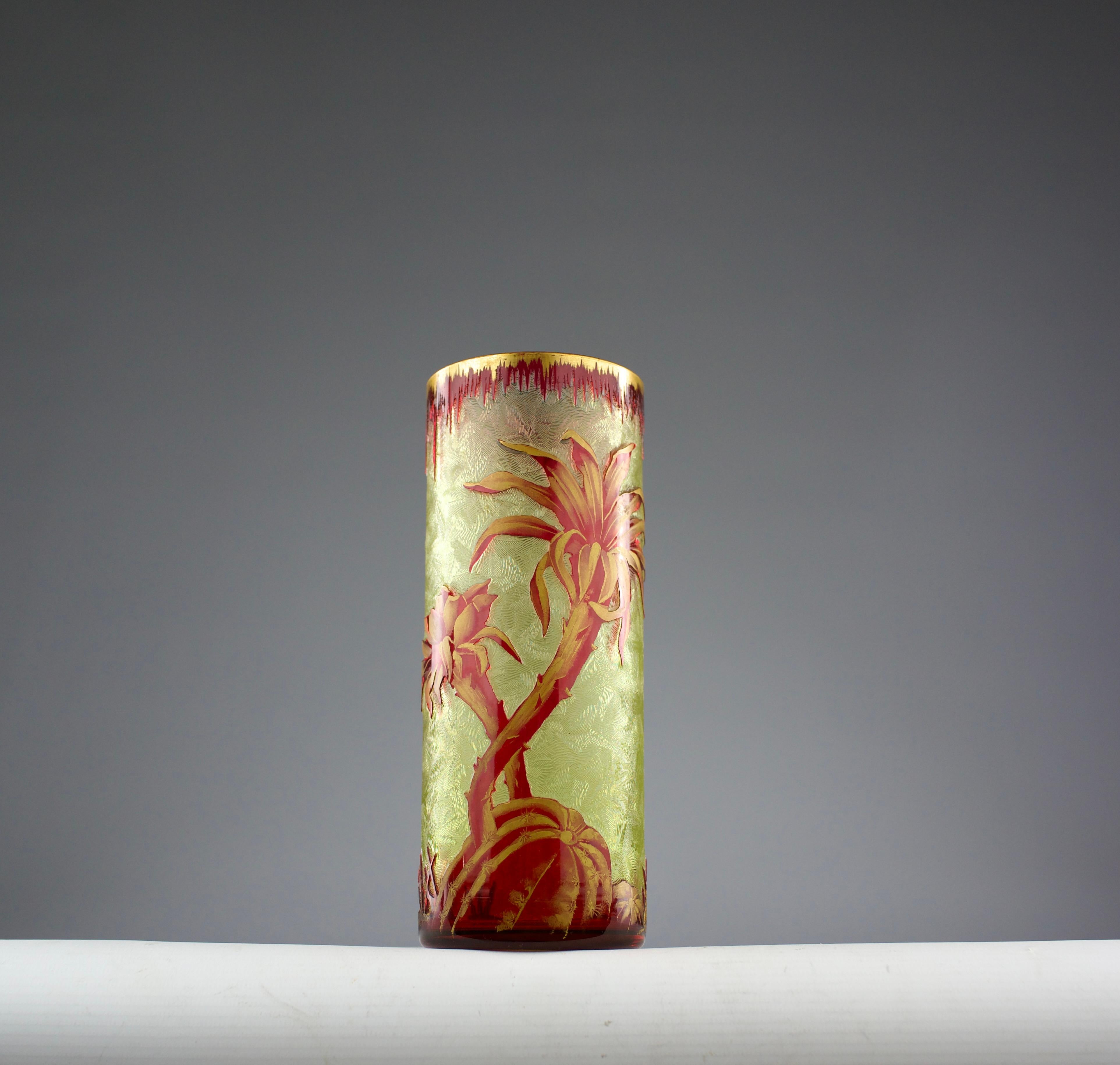 Francese Baccarat, Vaso Cactus Art Nouveau, Francia 1909 in vendita