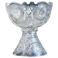 Baccarat Atrib. Cuenco con pie o cuenco sobre pedestal de cristal francés talla diamante