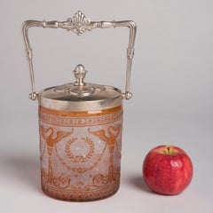Baccarat zugeschrieben Bernsteinglas Keksdose und Silber Deckel, CIRCA 1890