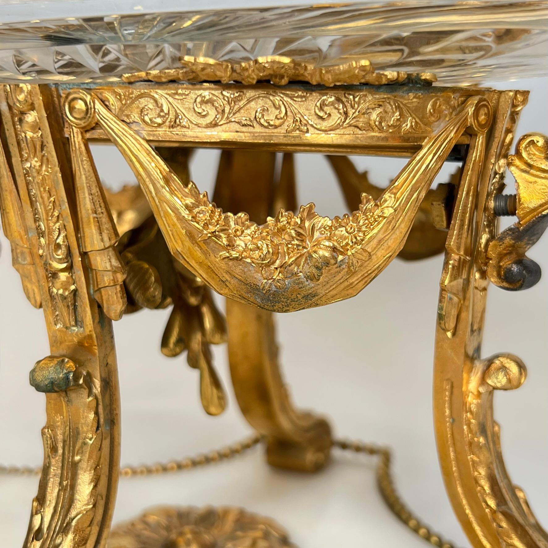 Baccarat Attributed Gilt Bronze and Cut Glass Centerpiece Bowl For Sale 9