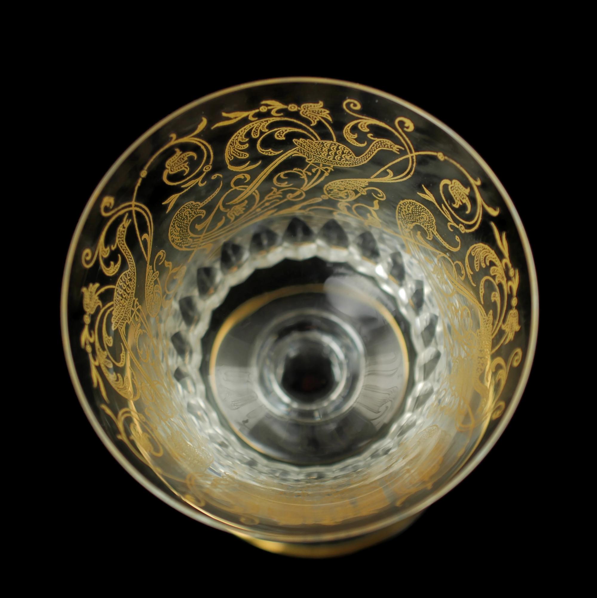 Cristallo Baccarat Bergame Parme - Bicchieri di cristallo dorati con steli rivestiti, set di 16 pezzi in vendita