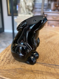 Baccarat Black Crystal Rabbit Figurine