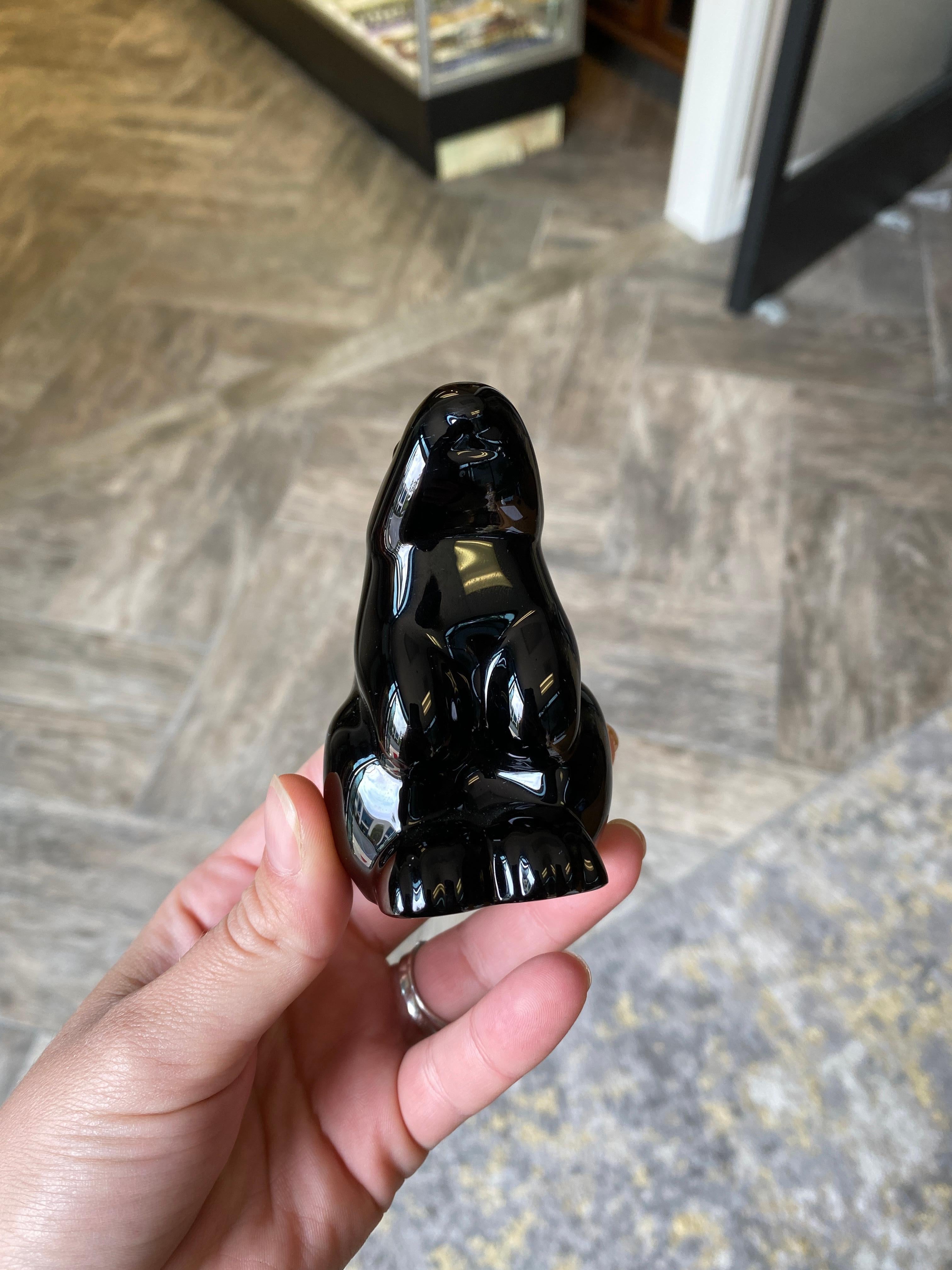 Baccarat Black Crystal Rabbit Figurine 1