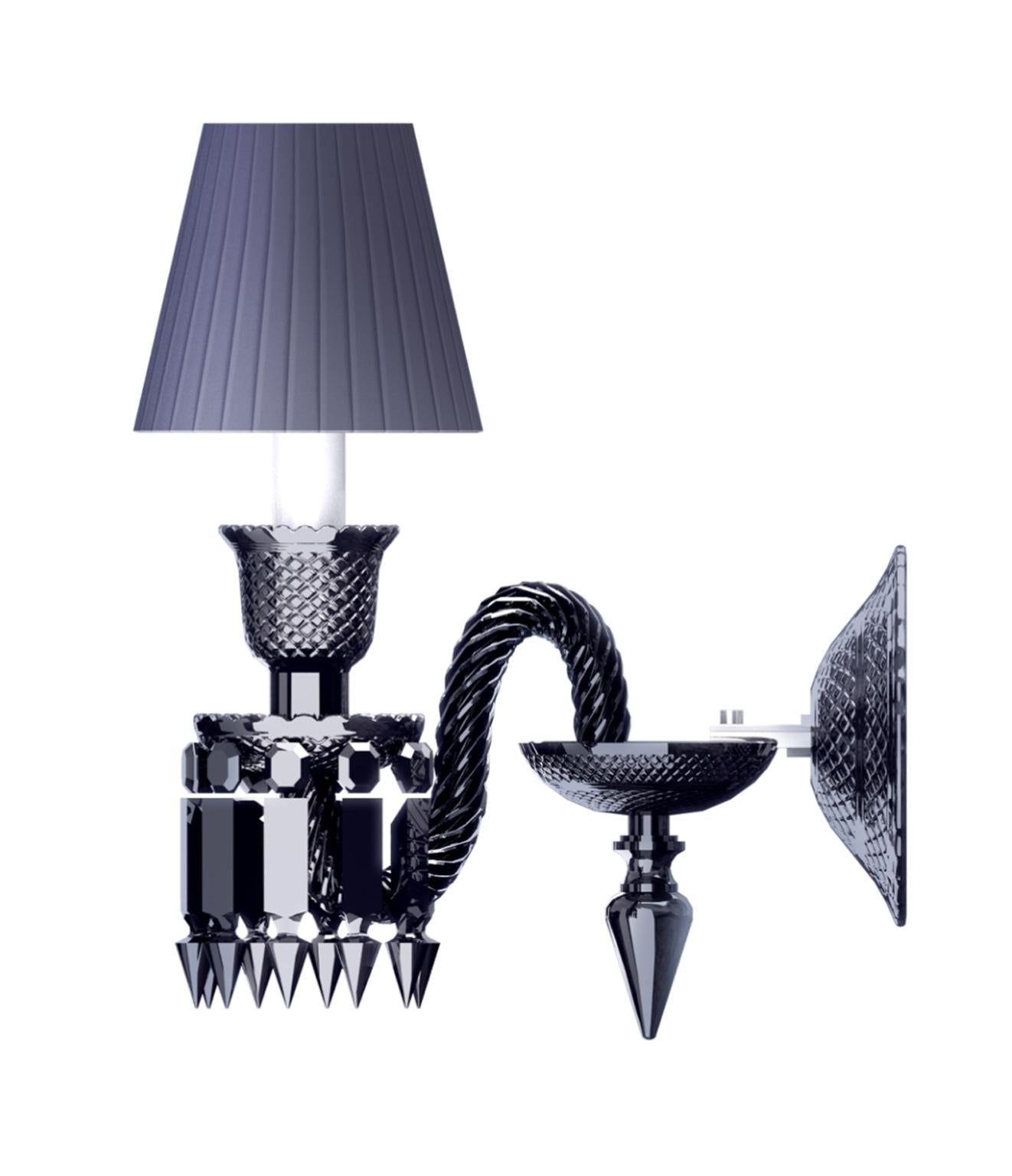 French Baccarat Black Crystal Wall Lights Designed by Philippe Starck For Sale