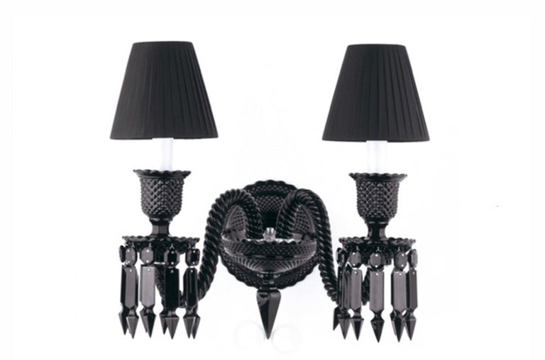 Baccarat Black Crystal Wall Lights Designed by Philippe Starck For Sale