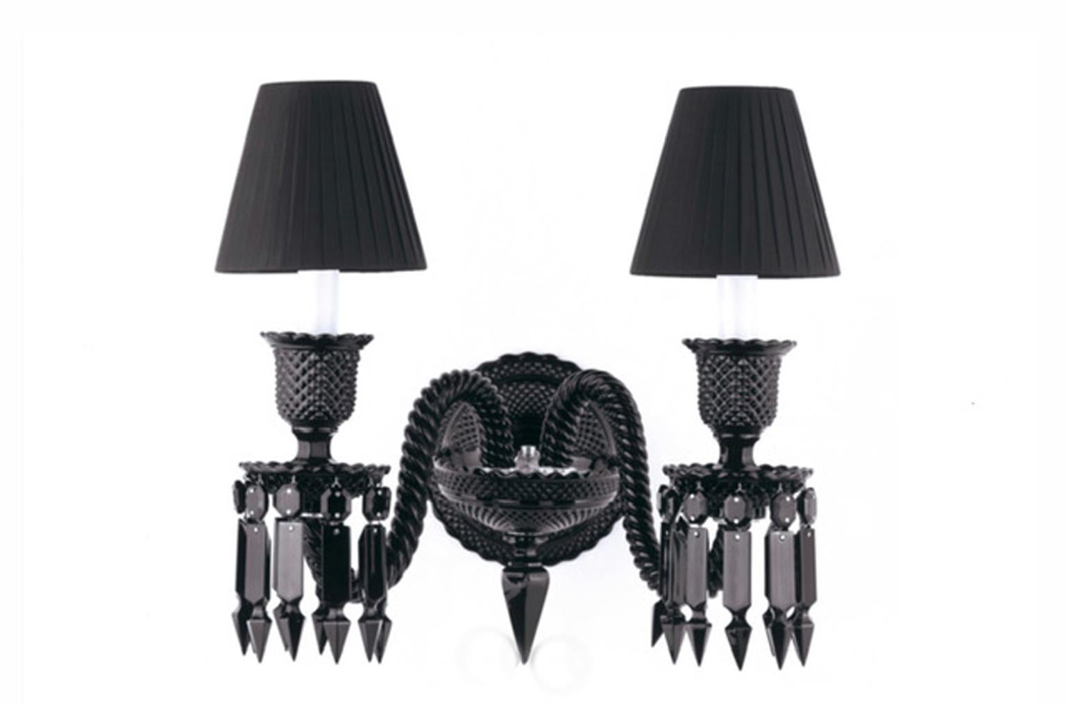 French Baccarat Black Crystal Wall Lights Designed by Philippe Starck