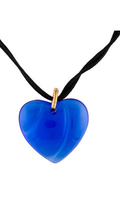 Baccarat blue crystal heart pendant choker