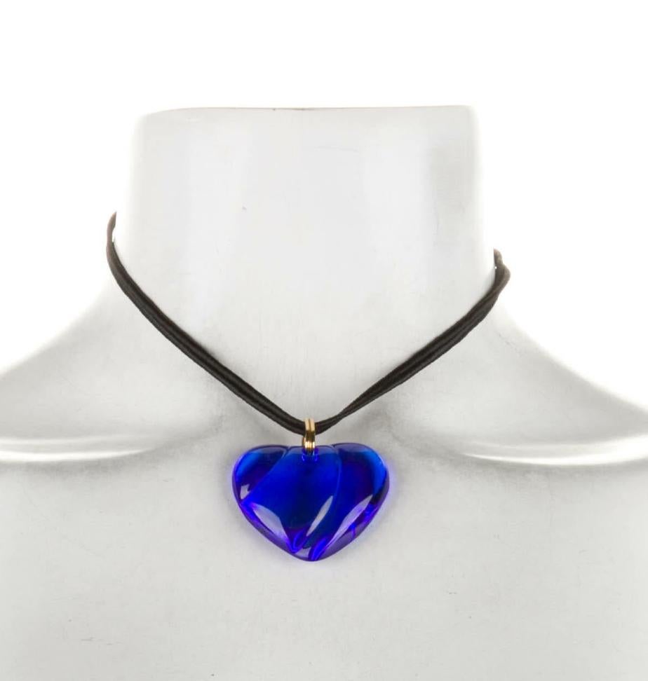  Pendentif cœur en cristal bleu Baccarat Pour femmes 
