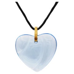 Collana con ciondolo a cuore in cristallo blu di Baccarat