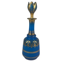 Baccarat Blue Opaline Bubble Bath Bottle with Top Napoleon III Era