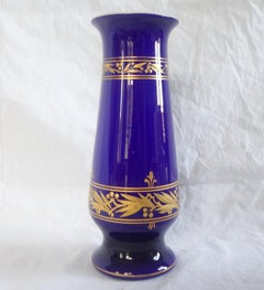 Baccarat blue opaline crystal vase - Louis XVI style - circa 1890