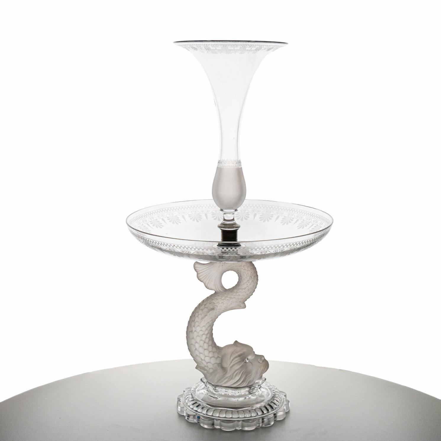 Francese Ciotola e vaso Baccarat con decorazione incisa, 1920 circa in vendita