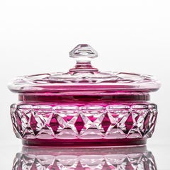 Baccarat Candy Jar, Deep Pink Crystal, France