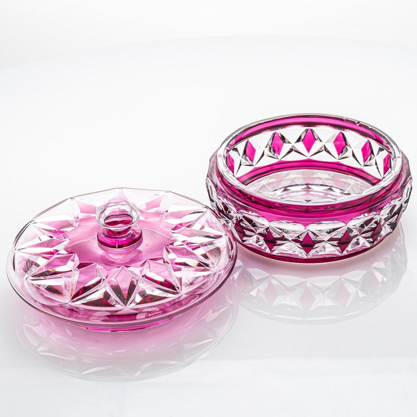 Bombonera Baccarat, Cristal Rosa Profundo, Francia Art Nouveau en venta