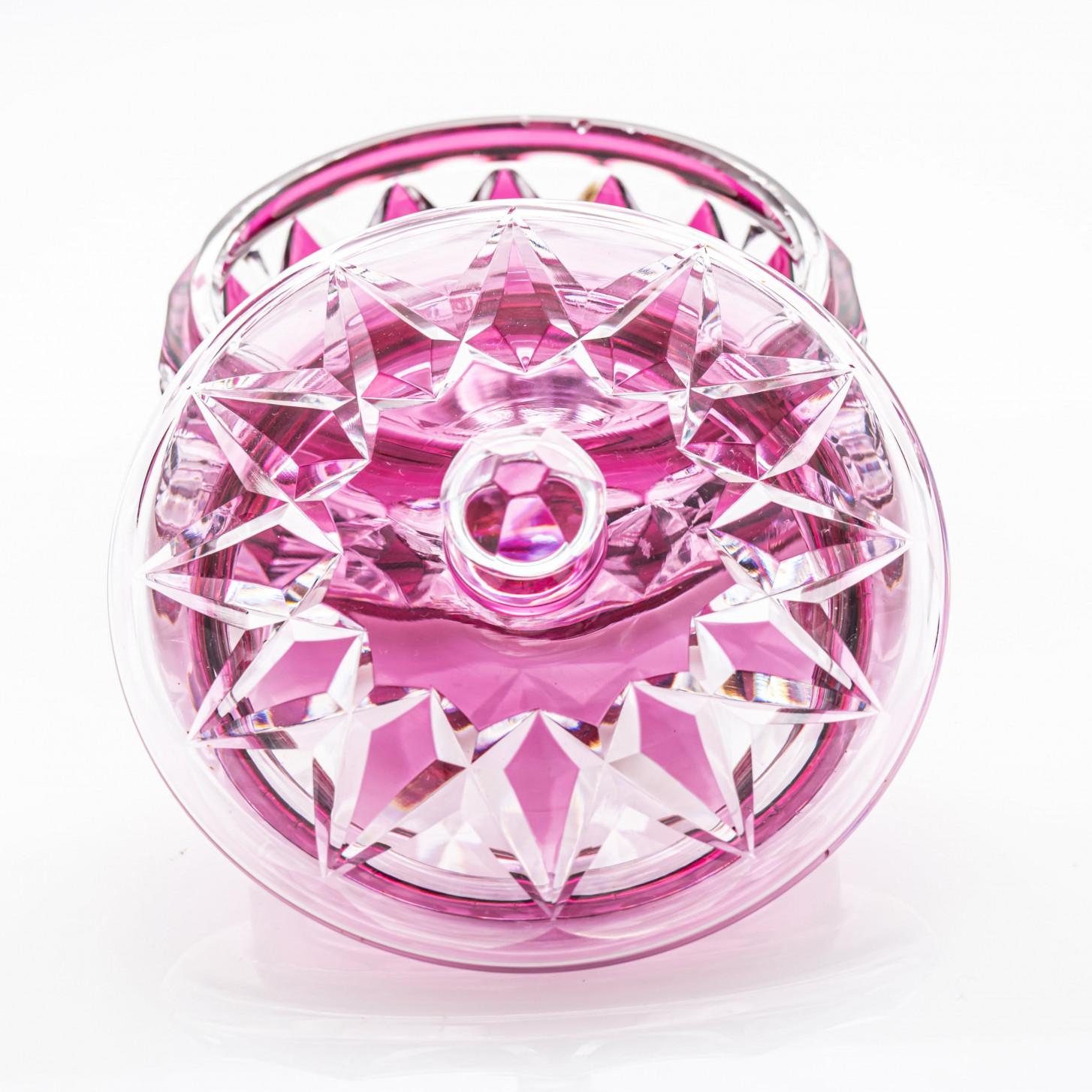 Bombonera Baccarat, Cristal Rosa Profundo, Francia mediados del siglo XX en venta