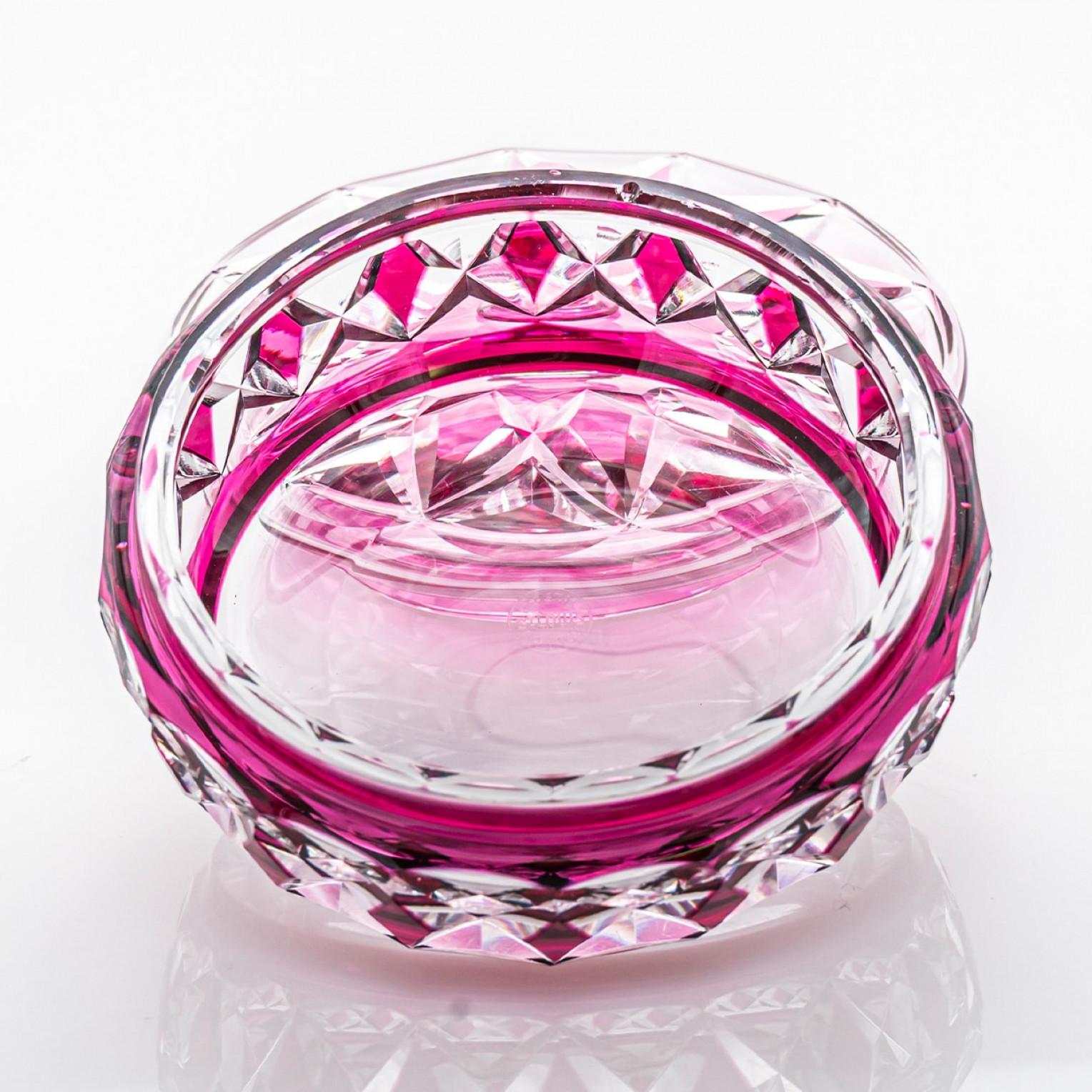 Barattolo per caramelle Baccarat, cristallo rosa intenso, Francia in vendita 1