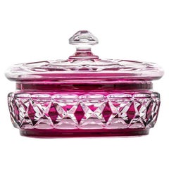 Barattolo per caramelle Baccarat, cristallo rosa intenso, Francia