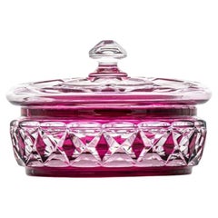 Baccarat Candy Jar, Deep Pink Crystal, France