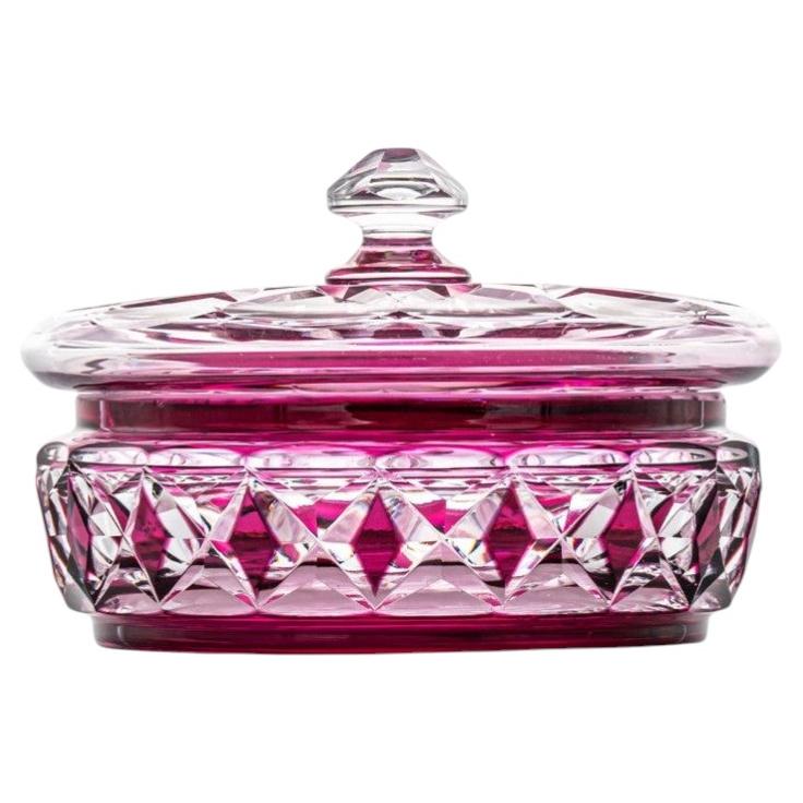 Baccarat Candy Jar, Deep Pink Crystal, France For Sale