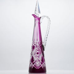 Baccarat Karaffe Vibrant Pink Textured Crystal, Frankreich, 1930