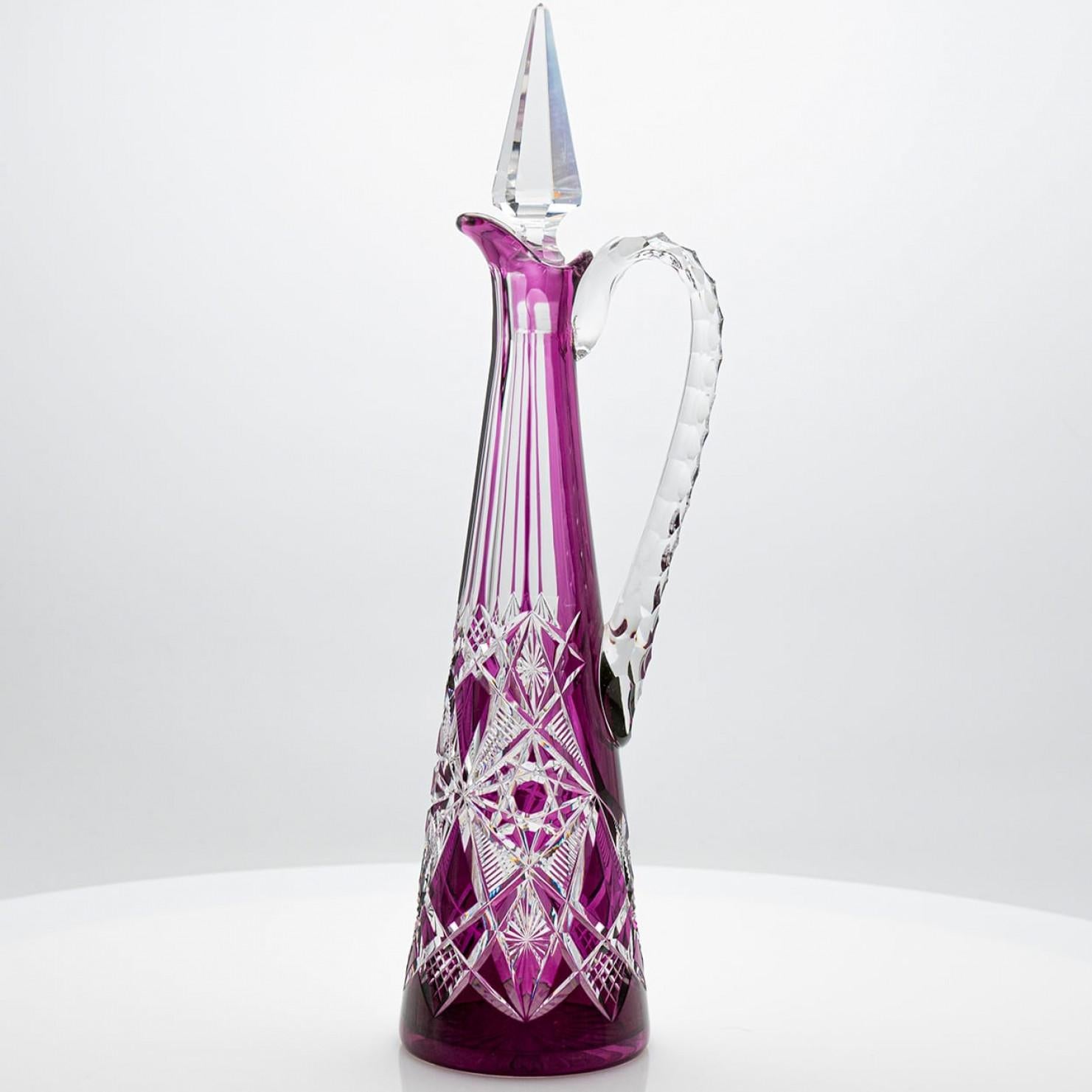 Baccarat Karaffe Vibrant Pink Textured Crystal, Frankreich, 1930 im Zustand „Gut“ im Angebot in Rijssen, NL