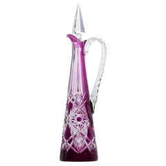 Baccarat Carafe Vibrant Pink Textured Crystal, France, 1930