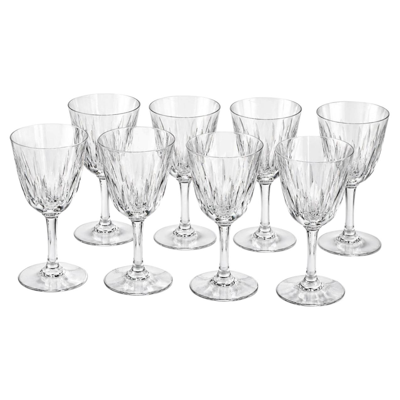 Baccarat Cassino Crystal Wine Glasses, Set of 8, France, c.1970s–1980s, 5.5in